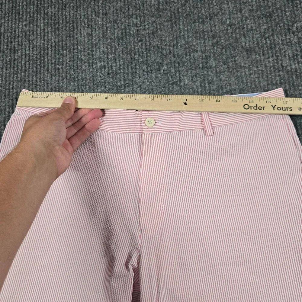 Peter Millar Crown Crafted Shorts Men 35 Pink Seersucker Stripe Performance Golf